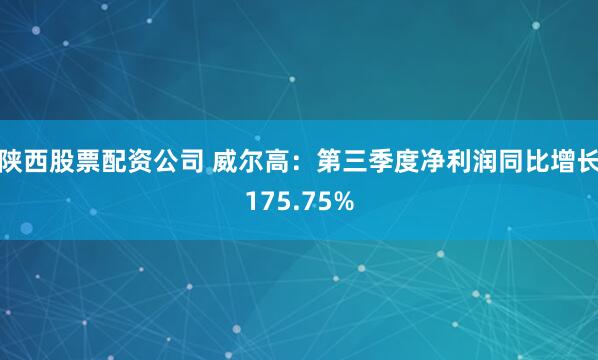 陕西股票配资公司 威尔高：第三季度净利润同比增长175.75%
